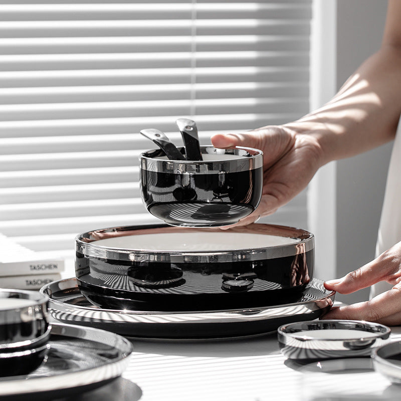 Silver Light Luxury Ceramic Dinnerware