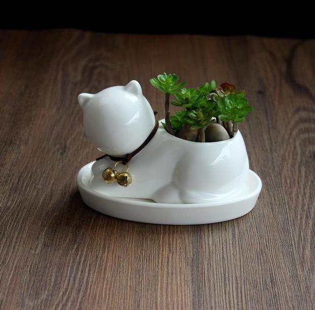 1pc Cartoon Cat Ceramic Planter