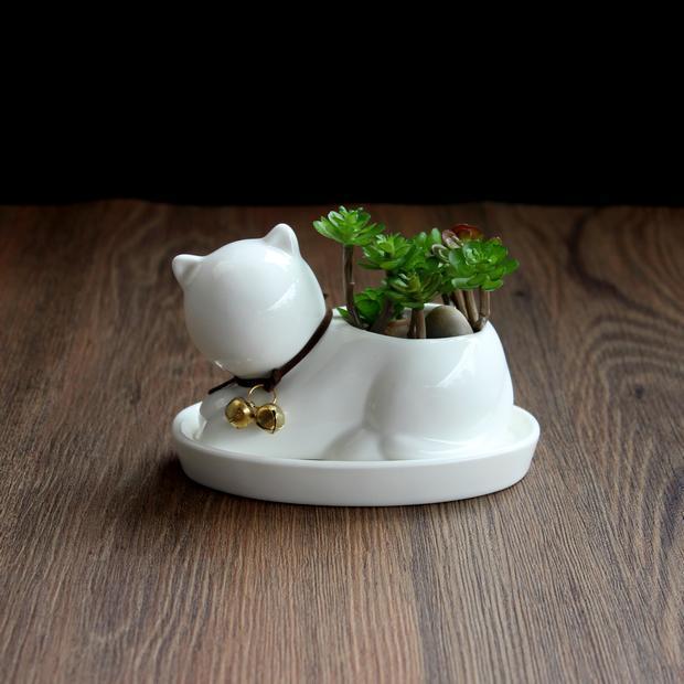 1pc Cartoon Cat Ceramic Planter